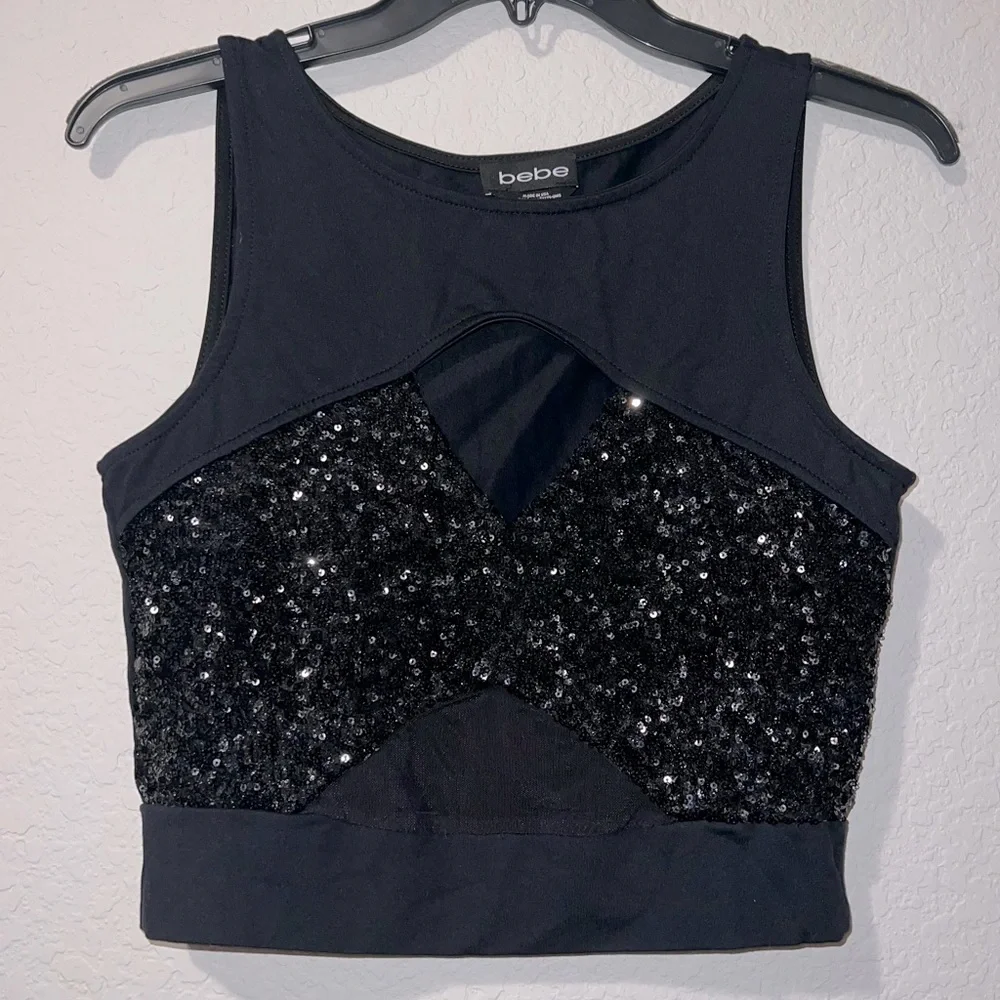 Bebe sequin cutout crop top - Picture 2 of 7
